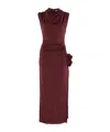 Magda Butrym Burgundy Draped High Neck Midi Dress In Red
