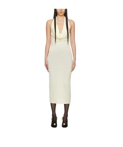 Magda Butrym Sleeveless Dress With Drooping Collar In White