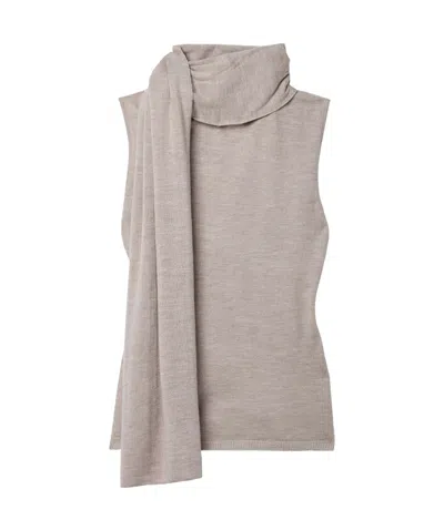 Magda Butrym Sleeveless High-neck Knitted Top In Gray