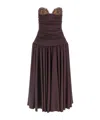 Magda Butrym Flared Skirt Lace Trim Ruched Dress In Brown