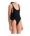 Magda Butrym One-piece Swimsuit With Applied Flower In Nude