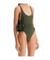 Magda Butrym One-piece Swimsuit With Applied Flower In Nude