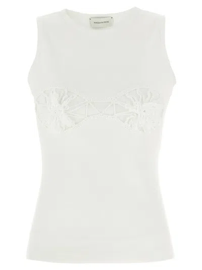 MAGDA BUTRYM SLEEVELESS RIBBED COTTON TOP WITH TONE-ON-TONE DETAIL