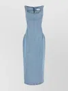 Magda Butrym Sleeveless Square Neckline Denim Dress With Back Slit In Blue