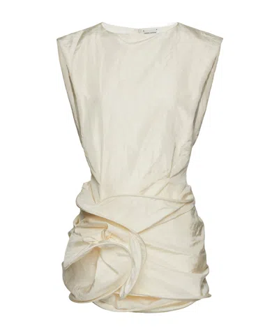 Magda Butrym Silk Wrap Mini Dress In White