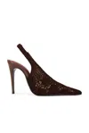 Magda Butrym Leather-trimmed Crocheted Mesh Slingback Pumps In Brown