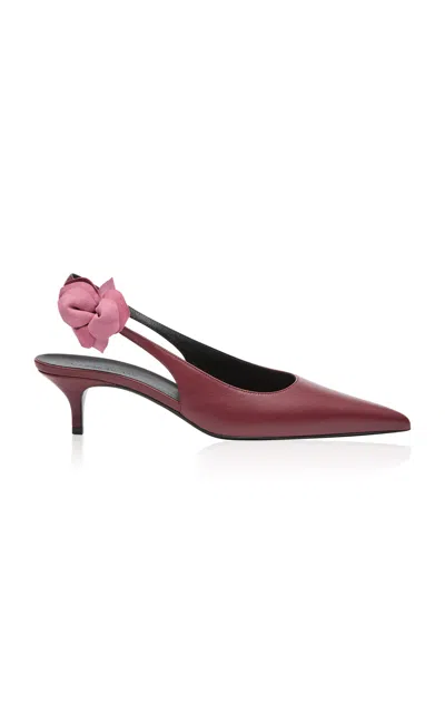 Magda Butrym Slingback Leather Kitten Heels In Burgundy