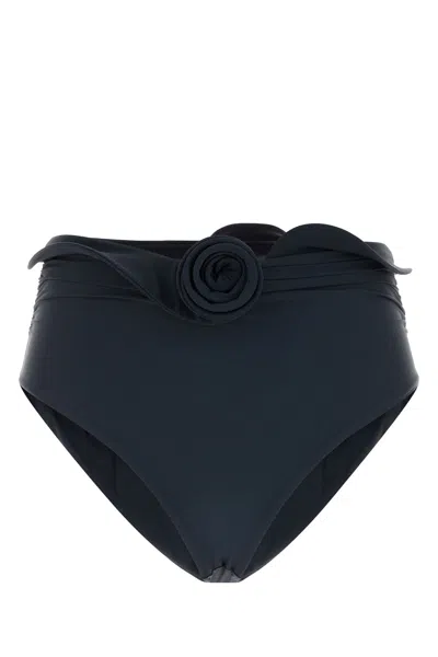 Magda Butrym Rosette-detail Ruched Bikini Bottom In Blue