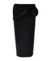 Magda Butrym Draped Floral High Waist Midi Skirt In Black