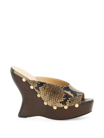 Magda Butrym Snake-embossed Wedge Mules In Animal Print