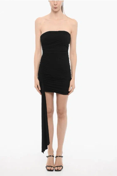 Magda Butrym Black Strapless Minidress In Multicolor