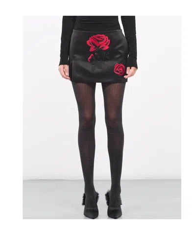 Magda Butrym Embroidered Silk And Wool-blend Mini Skirt In Black