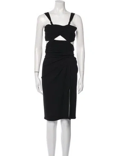 Pre-owned Magda Butrym Square Neckline Knee-length Dress In Black
