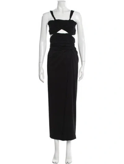 Pre-owned Magda Butrym Square Neckline Long Dress In Black