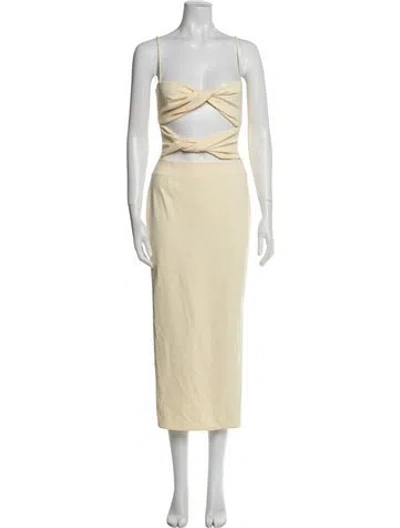 Pre-owned Magda Butrym Square Neckline Long Dress In Yellow