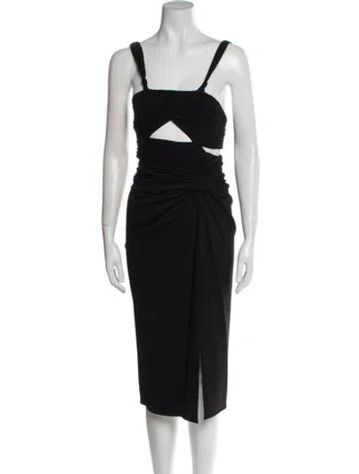 Pre-owned Magda Butrym Square Neckline Midi Length Dress In Blue