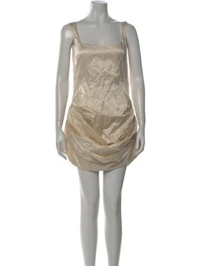 Pre-owned Magda Butrym Square Neckline Mini Dress In Neutral