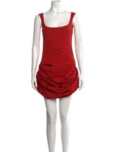 Pre-owned Magda Butrym Square Neckline Mini Dress In Red