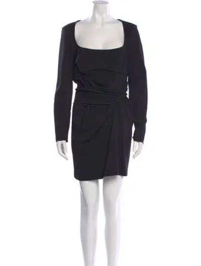 Pre-owned Magda Butrym Square Neckline Mini Dress W/ Tags In Black