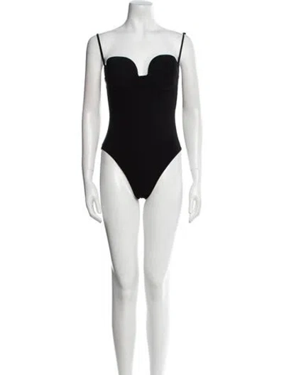 Pre-owned Magda Butrym Square Neckline Sleeveless Bodysuit In Black