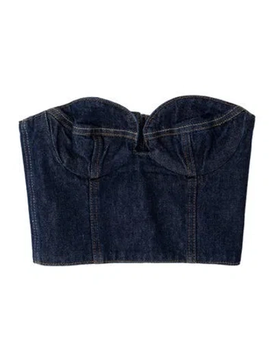 Pre-owned Magda Butrym Square Neckline Sleeveless Top In Blue