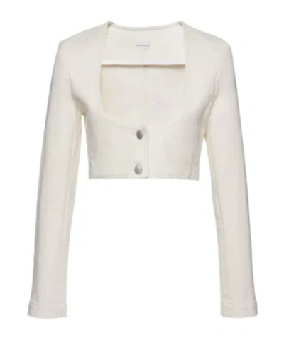 Magda Butrym Square Round Neck Denim Coat In White