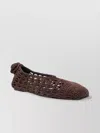 Magda Butrym Square Toe Crochet Ballet Flats With Leather Sole In Brown