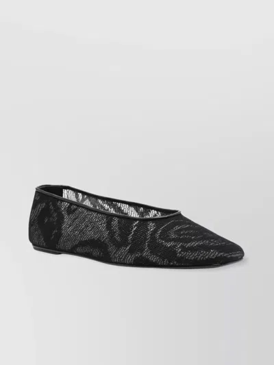 Magda Butrym Square Toe Crochet Ballet Flats With Textured Pattern