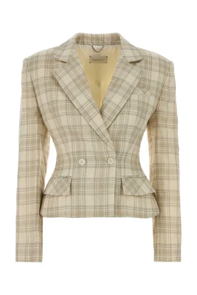 Magda Butrym Ss26 Blazer 01 Cream Check In Multi