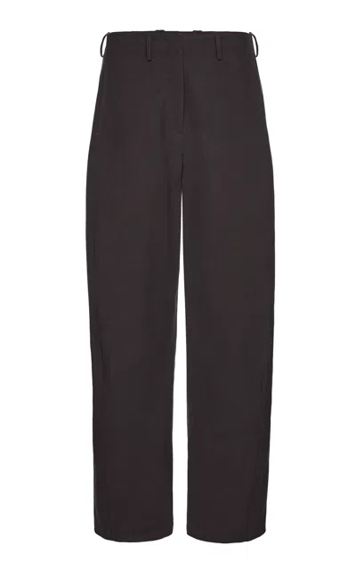 Magda Butrym Straight Cut Cotton Pants In Dark Grey