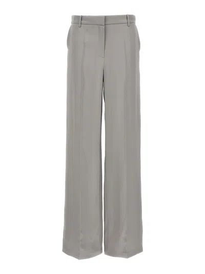Magda Butrym Grey Pleated Wide Leg Trousers In Gray