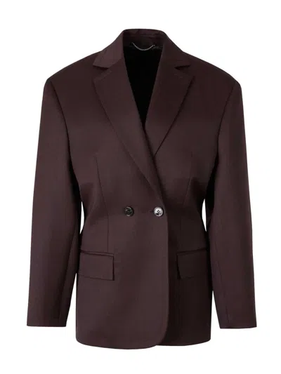 Magda Butrym Straight Wool Blazer In Burgundy
