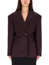Magda Butrym Women Straight Wool Blazer In Burgundy