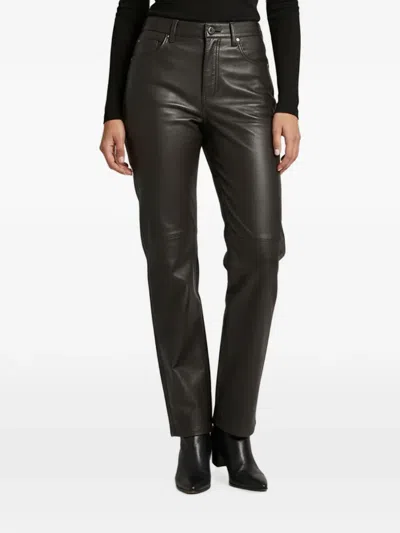 Pre-owned Magda Butrym Straight-fit Leather Trousers In Black