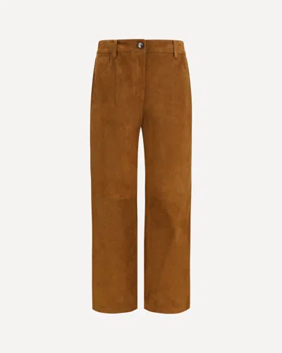 Magda Butrym Straight-leg Corduroy-effect Leather Pants In Brown