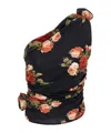 Magda Butrym Draped Printed Jersey One Shoulder Top In Black