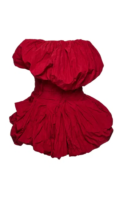Magda Butrym Strapless Bubble Cotton Blend Mini Dress In Red