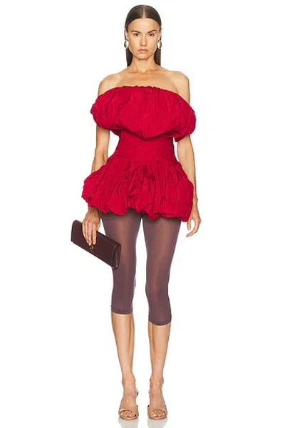 Magda Butrym Strapless Bubble Mini Dress In Red
