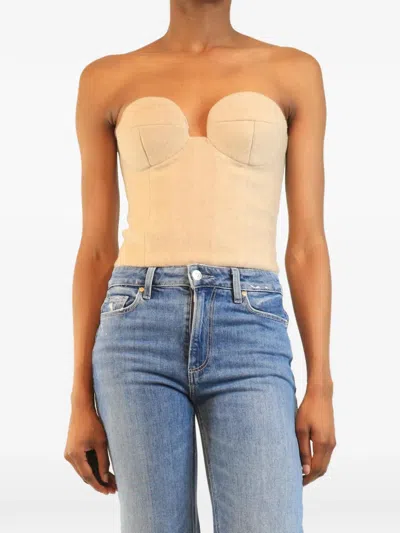 Pre-owned Magda Butrym Strapless Cashmere Top In Neutral