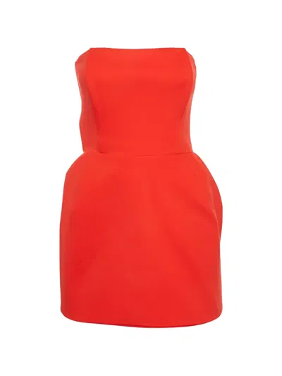 Pre-owned Magda Butrym Strapless Corset Mini Dress In Red