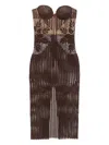 Magda Butrym Strapless Crochet Midi Dress In Brown