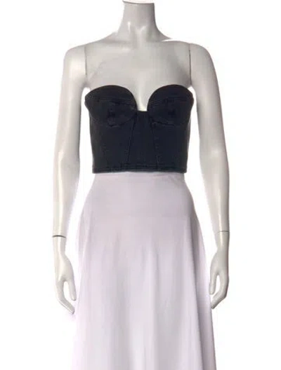 Pre-owned Magda Butrym Strapless Crop Top In Black