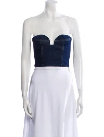 Pre-owned Magda Butrym Strapless Crop Top In Blue