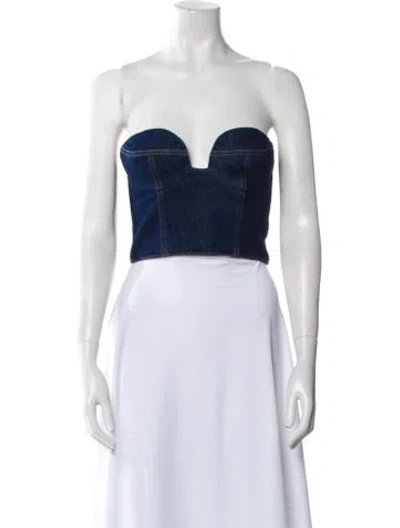 Pre-owned Magda Butrym Strapless Crop Top In Blue