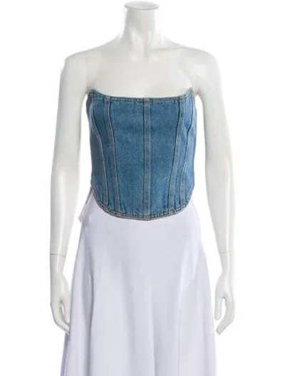 Pre-owned Magda Butrym Strapless Crop Top In Blue