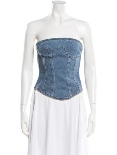 Pre-owned Magda Butrym Strapless Crop Top In Blue
