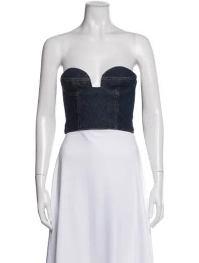 Pre-owned Magda Butrym Strapless Crop Top In Blue