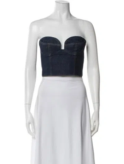 Pre-owned Magda Butrym Strapless Crop Top In Blue