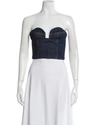 Pre-owned Magda Butrym Strapless Crop Top In Blue