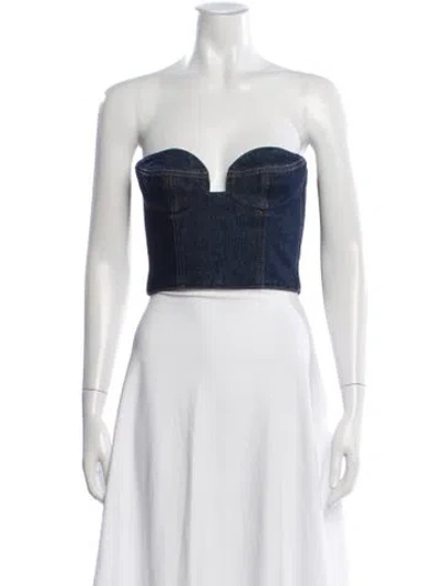 Pre-owned Magda Butrym Strapless Crop Top In Blue
